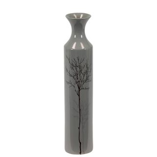 Grey Large Shiny 19 inch Ceramic Vase (GreySize 4 inches wide x 4 inches deep x 19 inches highUPC 877101241072For Decorative Purposes Only(Does Not Hold Water) 4 inches wide x 4 inches deep x 19 inches highUPC 877101241072For Decorative Purposes Only(D