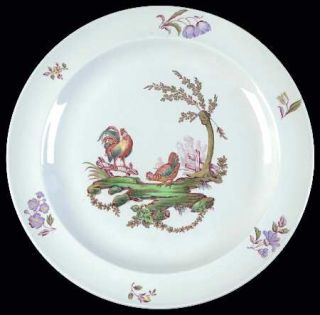 Wedgwood Mennecy Gray Luncheon Plate, Fine China Dinnerware   Rooster, Purple Fl