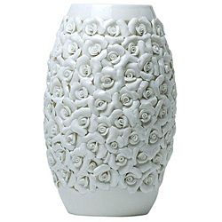 Red Vanilla Valencia Ceramic 14.25 inch Cream Vase (CreamPattern Floral motifDecorative/Functional DecorativeHolds Water NoDimensions 14.25 inches high x 7 inches wide x 7 inches deep )