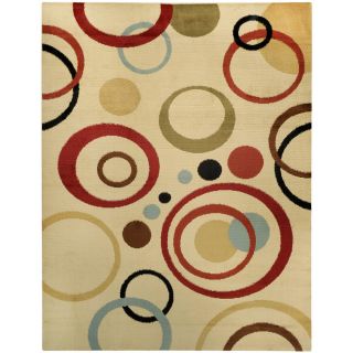 Multicolored Circles Ivory Contemporary Area Rug (710 X 106)