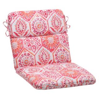 Outdoor Rounded Chair Cushion   Pink/Orange Medallion