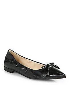 Prada Leather Point Toe Ballet Flats