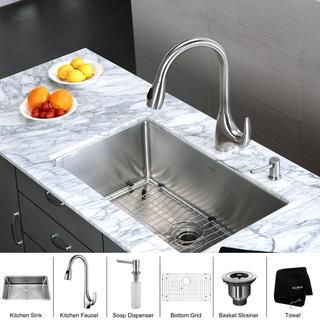 Kraus Kitchen Combo Set Stainless Steel 30 inch Undermount Sink/faucet