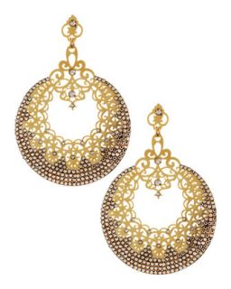 Yellow Golden Round Pave Earrings