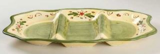 Ambiance Prairie 3 Part Relish, Fine China Dinnerware   Green&Red,Floral,Dots,Ri