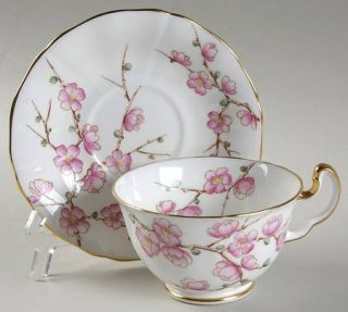 Adderley Chinese Blossom Add #M466(Pink Blossoms) Footed Cup & Saucer Set, Fine