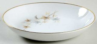 Arlen Maple Leaf Coupe Soup Bowl, Fine China Dinnerware   Gray,Yellow Leaves, Co