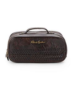 Hess Braided Leather Toiletry Case   Brown