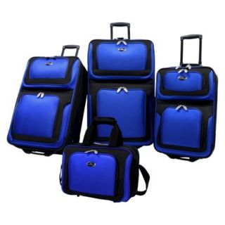 U.S. Traveler New Yorker 4 Piece Expandable Luggage Set, Blue