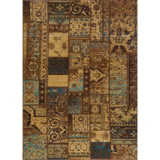 Hand sheared Patchwork Brown Wool Rug (910 X 126)