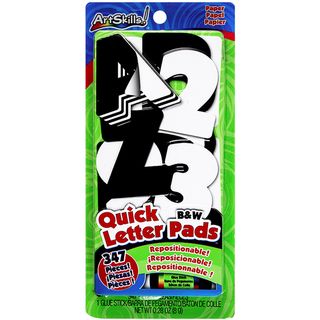 Quick Letter/number Pads Repositionable black and White 347 Pieces