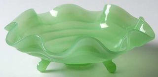 Fenton 100 Jade 7 Crimped 3 Toed Round Bowl   Line #100, Wide Rib, Jade