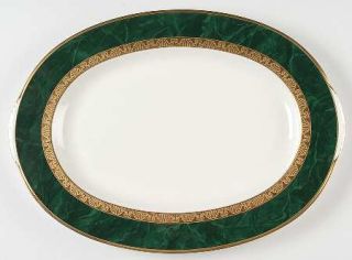 Noritake Fitzgerald 16 Oval Serving Platter, Fine China Dinnerware   Bone,Green