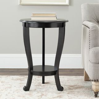 Safavieh Cape Cod Black Pedestal Side Table (BlackMaterials Pine woodFinish BlackDimensions 26 inches high x 18.1 inches wide x 18.1 inches deepAvoid placing your furniture in direct sunlight and maintain at least two feet between furniture and heat so