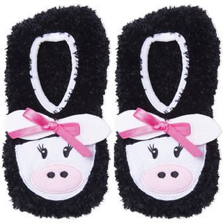 Novelty Slippers black Cow