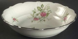 Chalfonte Rose 9 Round Vegetable Bowl, Fine China Dinnerware   Pink Roses, Gree