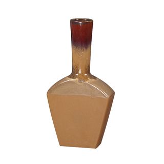 Glossy Mocha Merlot Ceramic Vase (Brown, red, tanMaterials CeramicDimensions 13 inches high x 7 inches wide )