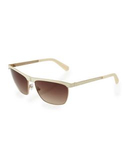 Wire Frame Sunglasses, Ivory/Gold