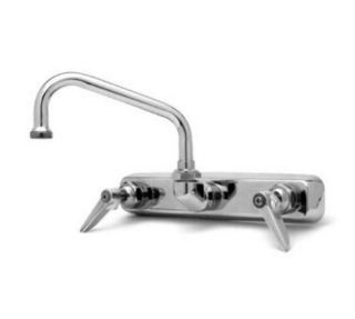T&S Brass Faucet Workboard, Wall Mount, 12 in Long Nozzle, Extra Long Shank