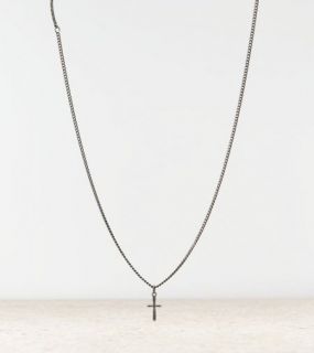 Silver AEO Cross Necklace, Womens One Size
