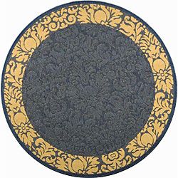 Indoor/ Outdoor Kaii Blue/ Natural Rug (53 Round) (BluePattern FloralMeasures 0.25 inch thickTip We recommend the use of a non skid pad to keep the rug in place on smooth surfaces.All rug sizes are approximate. Due to the difference of monitor colors, s