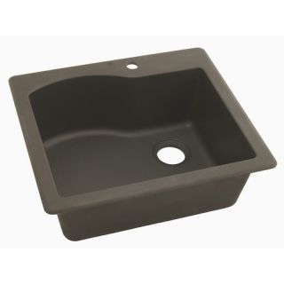 Swanstone QZSB2522 (077) 9 Deep SingleBowl Granite DropIn Kitchen Sink Nero