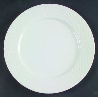  Haley (Basketweave Rim) Dinner Plate, Fine China Dinnerware   All White