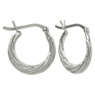 Sterling Silver Design Hoop Earring   Silver