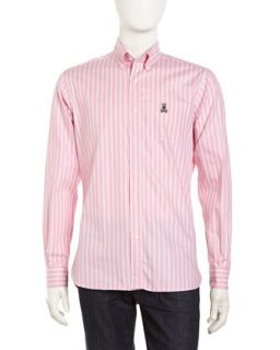 Long Sleeve Striped Sport Shirt, Pink