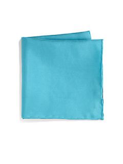  Collection Silk Solid Pocket Square   Aqua