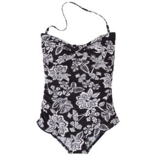 Clean Water Womens 1 Piece Floral Swimsuit  Black XS