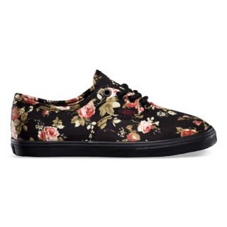 Floral Authentic Lo Pro Girls Shoes Black/Black In Sizes 1, 4, 3.5, 2, 3 F