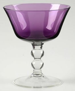 Unknown Crystal Unk5097 Champagne/Tall Sherbet   Plain Amethyst Bowl,Clear Foot&