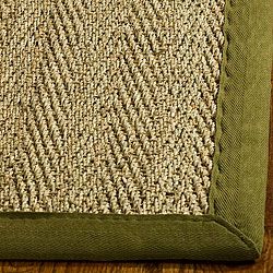 Hand woven Sisal Natural/ Olive Seagrass Runner (26 X 16)