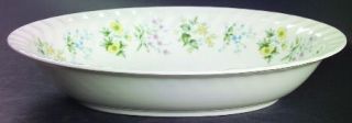 Minton Spring Valley 10 Oval Vegetable Bowl, Fine China Dinnerware   Yellow/Pin