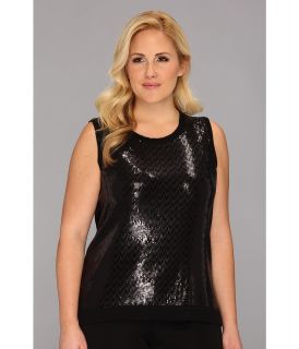 Calvin Klein Plus Size Paillette Sequin Shell W3JSB775 Womens Sweater (Black)