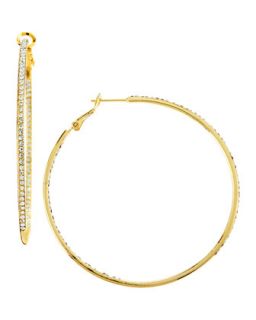 CZ Pave In and Out Hoop Earrings, Gold