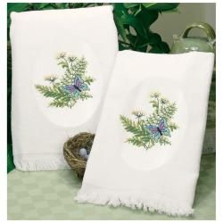 Botanical Butterflies Guest Towels Stamped Embroidery 16x26
