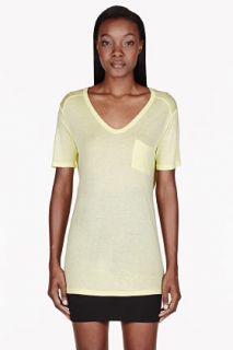 T By Alexander Wang Pale Yellow Sky Classic Pocket T_shirt