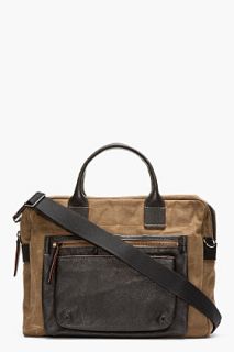 Marc By Marc Jacobs Khaki Leather_trimmed 2pock And Biggie Briefcase