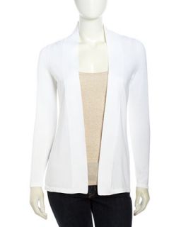 Woven Mesh Knit Contrast Cardigan, White
