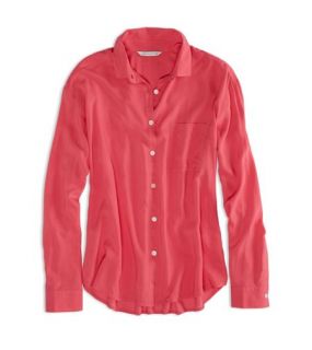 Pink Boom AEO Factory Summer Button Down Shirt, Womens M