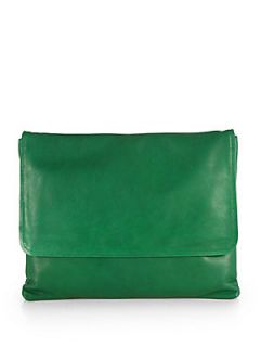 Maison Martin Margiela Leather Clutch Portfolio   Green