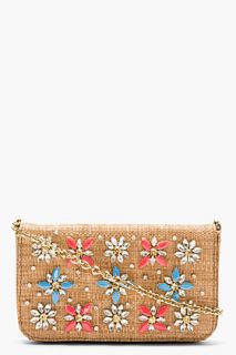 Dolce And Gabbana Brown Woven And Embellished Natural Clutch