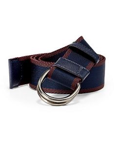 Prada Bicolor Webbed D Ring Belt   Blue