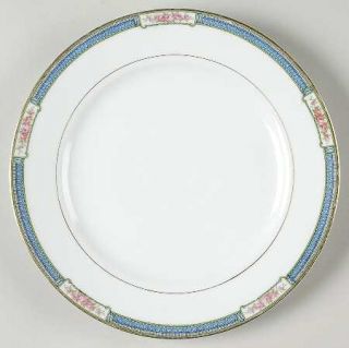 Noritake Grosvenor Luncheon Plate, Fine China Dinnerware   Blue & Green Band,Pin