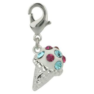 Womens Jezlaine Charm Silver Plated Crystal Ice Cream   Silver/Multicolor