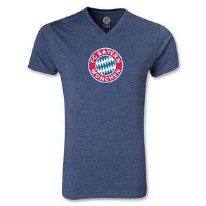 hidden Bayern Munich Logo V Neck T Shirt (Heather Navy)