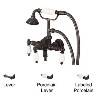 Water Creation F6 0017 03 Vintage Classic 3/8 inch Center Tub Faucet W/ Down Spout Straight Wall Conn Handheld Shower