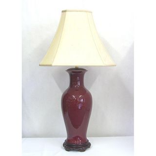 Traditional Tall Red Oxblood Fluted Table Lamp